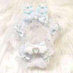 にじぱぺっと　10cm うさぎ　ぬい服　着ぐるみ　ホワイト　水色