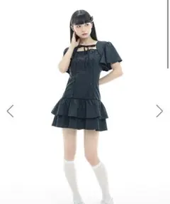 BUBBLESフレアティアードワンピース　グレーSサイズ BUBBLESフレアティアードワンピース グレーSサイズ - メルカリ