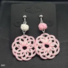 ハンドメイド【水引】イヤリング　ピンク