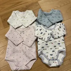 ベビー肌着 4点セット ピンク ホワイト ブルー　男女双子