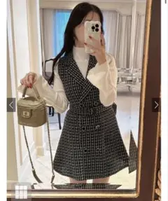 GRL ベルト付きツイードミニワンピース