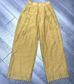 UNIQLO ユニクロ ワイドパンツ イエロー S テンセル混 タックパンツ