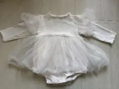 ホワイトチュールロンパース 80 セレモニードレス　ベビードレス
