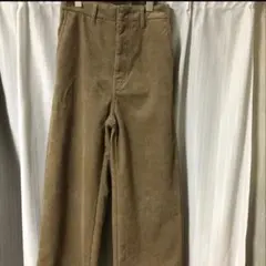 しまむら　裏地あったかコーデュロイワイドパンツ防風　クロッシープレミアム