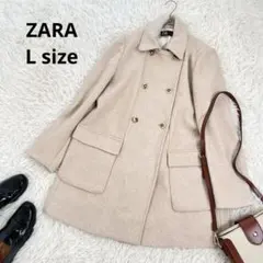 ザラ ウール ダブルブレストロングコート ピーコート Lサイズ 金ボタン