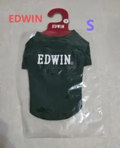 EDWIN ロゴTシャツ Sサイズ ダークグリーン、EDWINロゴ入り犬服S