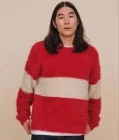 アダムエロペ　オーバーサイズ　シャギーニット　ボーダー/ユニセックス　最安値