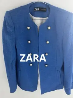 ZARA 青 ダブルブレストジャケット　ロイヤルブルー