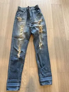 rienda ダメージブルーデニム 24