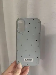 iPhone16 iPhoneケース　ドット柄 ライトブルー