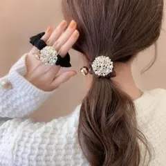 ヘアアクセサリー　ヘアゴム　ビジュー　パール　キラキラ　清楚　上品　まとめ髪