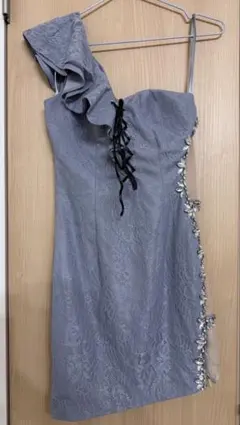 グロッシー　アシメントリー　ドレス　ブルー