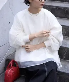 【新品未使用品】シアーレイヤードボリュームスリーブオーバーサイズスウェット