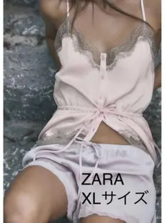 ZARA サテンレースキャミソール チョークピンクXS - メルカリ