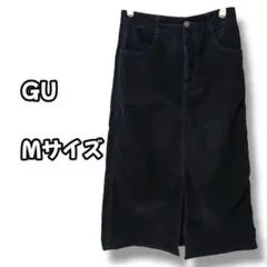 N0814　コーデュロイスカート　ロング丈　ダークネイビー　M