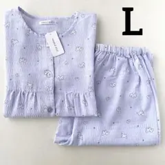 レディース　パジャマ　ビションフリーゼ柄　Lサイズ　半袖　犬柄　ノーカラー　新品