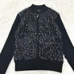 美品⭐︎ LOUNIE ミックスツイード調ニットブルゾン　シルク混　黒