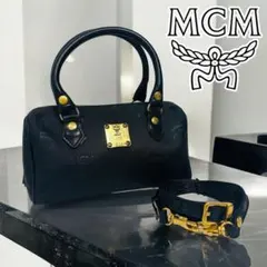 希少 MCM ミニ ボストン ヴィセトス柄 2way ショルダーバッグ ブラック