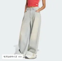adidas original レディース ワイドレッグ デニムパンツのサムネイル