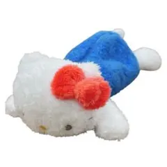 ハローキティ モコモコ ペンケース ポーチ 寝そべり サンリオ ブルー