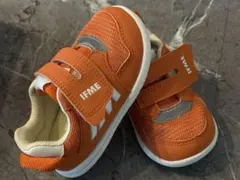 【美品】イフミー IFME ワンベルト ベビー スニーカー オレンジ 14.5