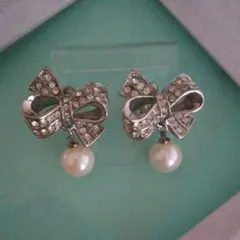 値下げ　vintage イヤリング　リボンパール