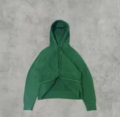 00s OLD UNIQLO スウェットパーカー グリーン 無地 ダブルジップ