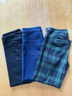 ユニクロ　デニムパンツ チェックパンツ 3点セット　24インチ　 Sサイズ