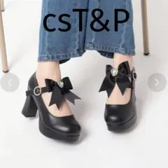 csT&P シーエスティーアンドピー リボン付きチャンキーヒールパンプス　厚底