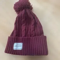 お値下げ　NATURAL CAMPERS バーガンディ ケーブル編みニット帽