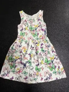 蝶プリント ノースリーブワンピース