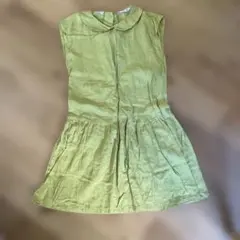 ハンドメイド　ノースリーブワンピース　若草色