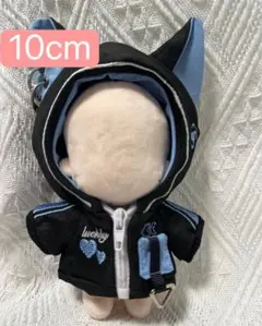 10~12cmぬい服　ぬいぐるみ服　着せ替え　ねこ　パーカー　ブルー