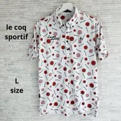 【le coq sportif】吸汗速乾 総柄プリント ボタンダウン 半袖シャツ