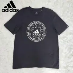 【美品】アディダス　Tシャツ　アウトドア　プリントロゴ　黒　M