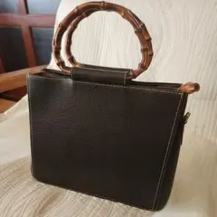 ハンドバッグ レザー スエード バンブー