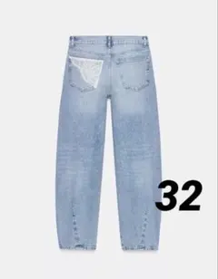 ZARA ダメージ加工バギーレースデニムパンツ 34 - メルカリ