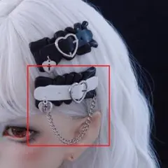 ハート ブラック レザー バックル付き ヘアピン ハンドメイド  #C933-3