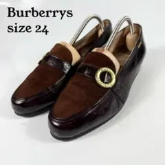 Burberrys バーバリー　コインローファー(24)ノバチェック ロゴ 茶のサムネイル