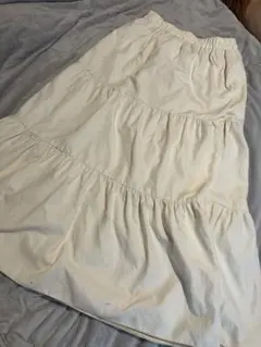 ティアードスカート ロングスカート アイボリー ウエストゴム