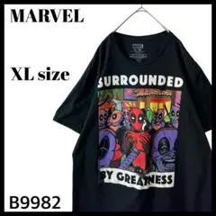 マーベル デッドプール コミックアートTシャツ アメコミ 大判プリント 黒 XL