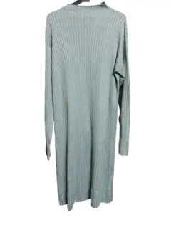 KBF+ リブ編みロングニットワンピース サイズOne グリーン系