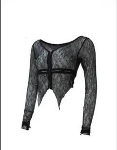 theredthread S split lace tops ブラック レースのサムネイル