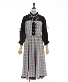 axes femme ビスチェ切替チェック柄 ワンピース