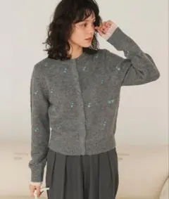 titivate ティティベイト アルパカタッチ 花柄 刺繍 カーディガン