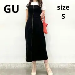 GU/ジーユーブラックデニムフロントジップワンピースダブルジップ2way