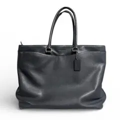 COACH ネイビー レザートートバッグ　ビジネスバッグ　ショルダー付　2way