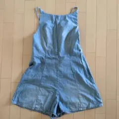 デニム ショート丈 サロペット オールインワンのサムネイル