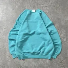 80sUSA製Hanesビンテージスウェット無地ティファニーブルーLラグラン短丈