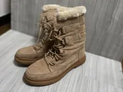 ベージュ スエード ムートンブーツ